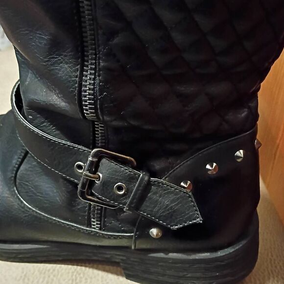 Women's Quilted Knee High Riding Boots Black Size 11 - Picture 12 of 13